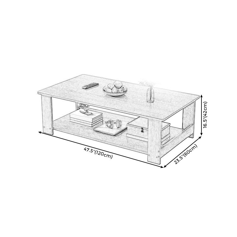 16.5"H Modern Style Wooden Base Top Rectangular Coffee Table