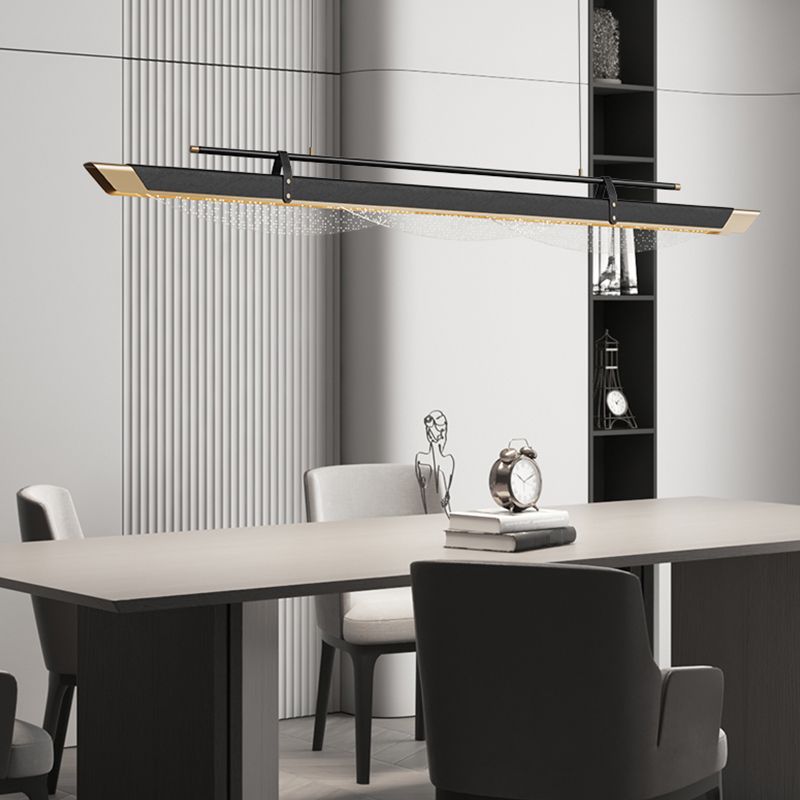 Leather LED Island Light Fixture Ultra-Modern Hanging Light for Dining Room
