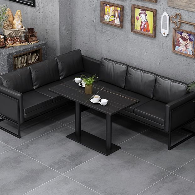 Industrial Sintered Stone Dinner Room Küchentisch Black Top Tisch mit schwarzem Rahmen