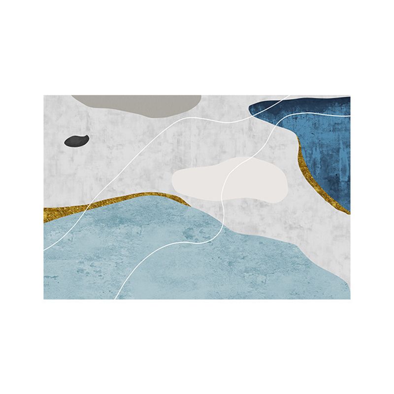 Modern Area Rug Leisure Contrast Panel Carpet Polyester Living Room Area Rug with Non-Slip Backing