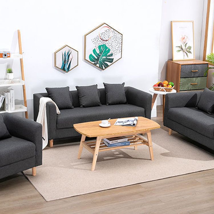 Contemporary 23.62" H Cotton Blend Tuxedo Arm Sofa for Living Room