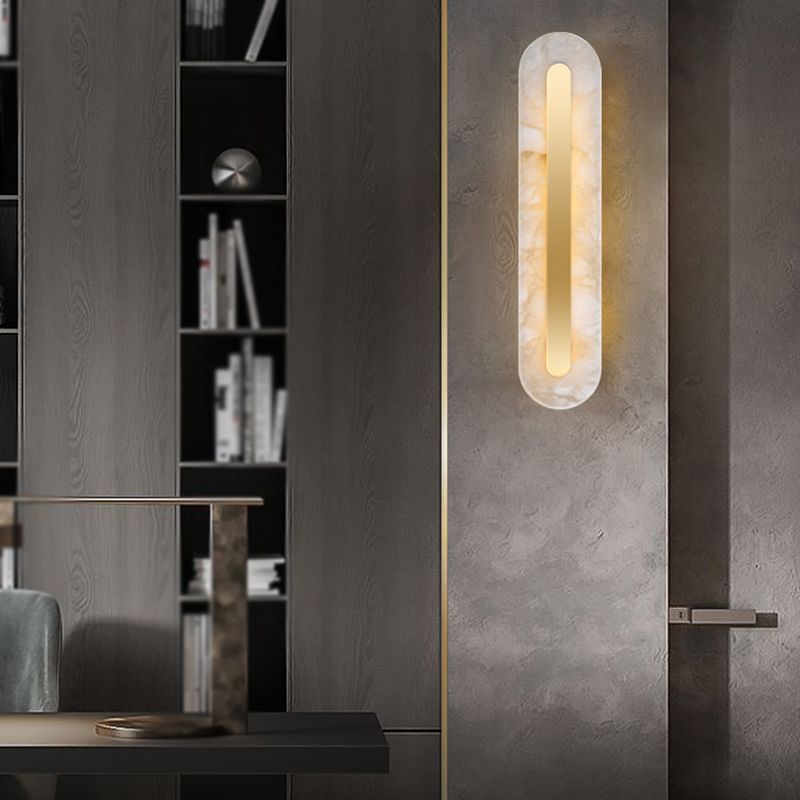 Geometric Post Modern Wall Mount in Gold Brass & Marble Wall Sconce