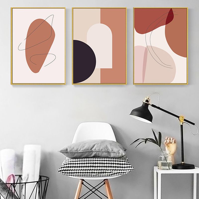 Scandinavian Abstract Figure Wall Art Canvas Decorative Orange Painting for Drawing Room