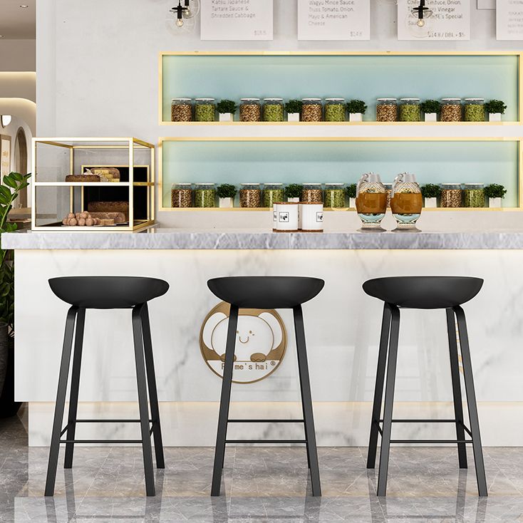 Modern Backrest Armless Counter Stool Iron Cafe Bar Stool with Pedal and Acrylic Seat