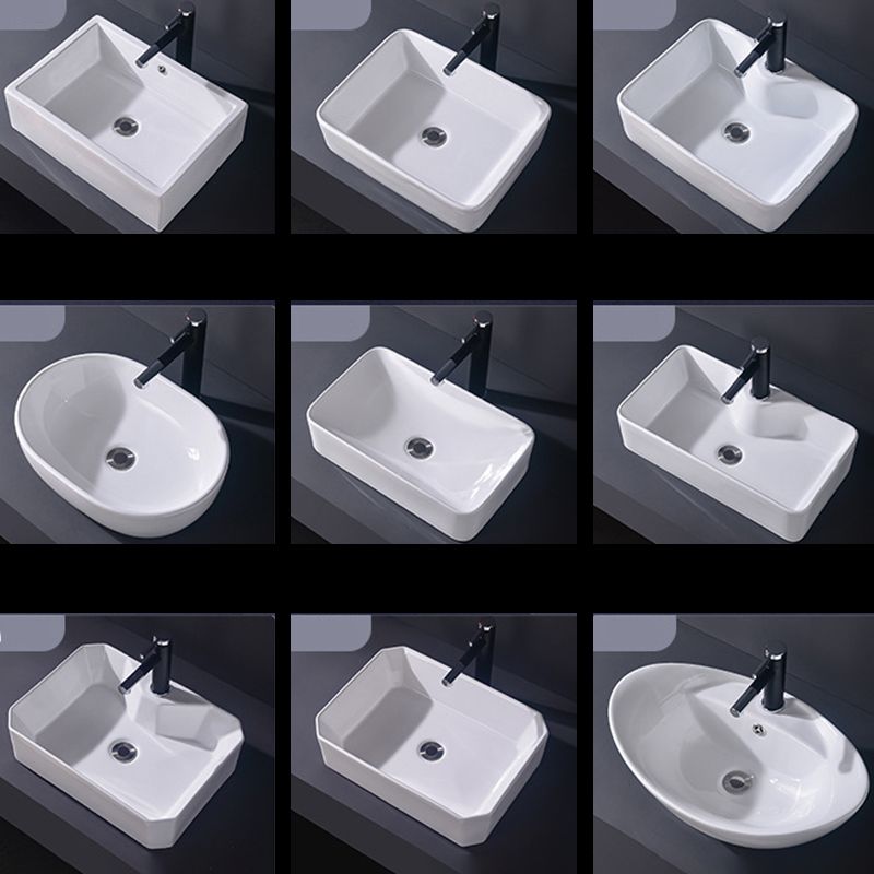 Modern Vessel Bathroom Sink Rectangular Porcelain Basin Sink (Not Include Faucet)