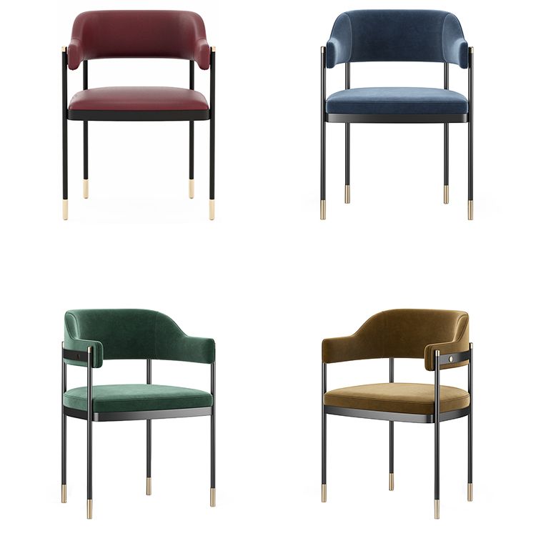 Silla de comedor tapizada de metal con respaldo abierto de estilo moderno para interiores (juego de 2)