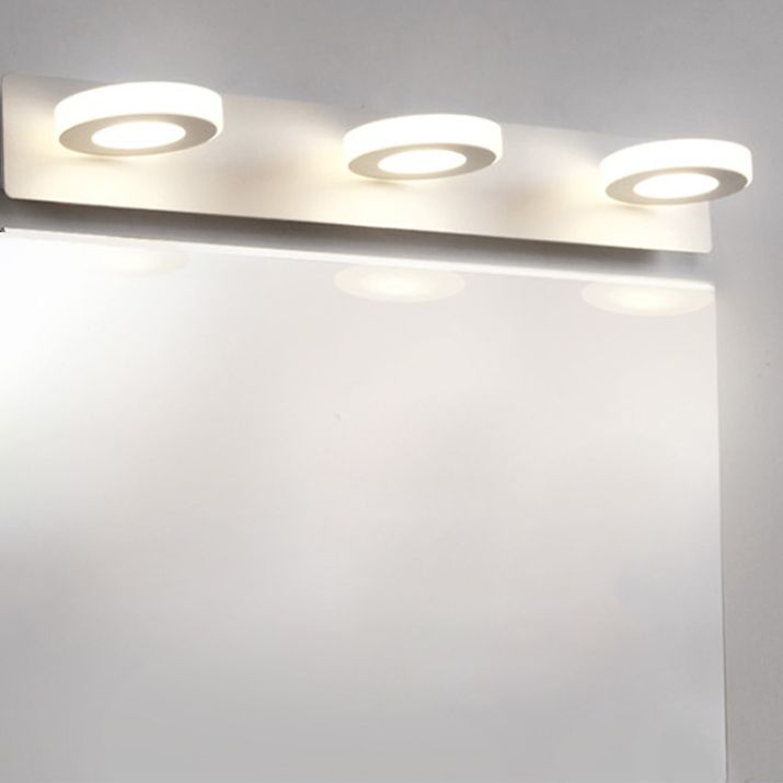 Round Shape Metal Wall Lighting Modern Multi Lights Mirror Wall Mounted Lighting in White