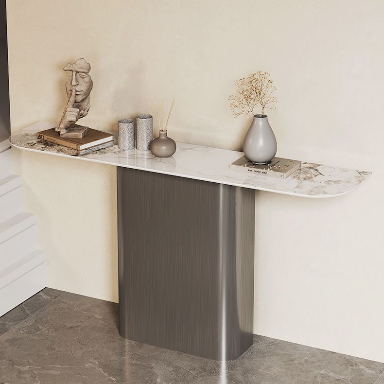 Modern Accent Table Half Moon Shape Metal Console Table for Hall , 14 inch Wide