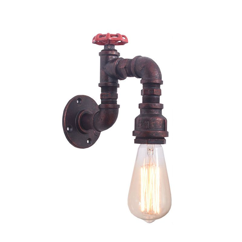 1-Light Industrial Wrought Iron Wall Sconce Pipe and Gauge Wall Light Lamp for Dining Room