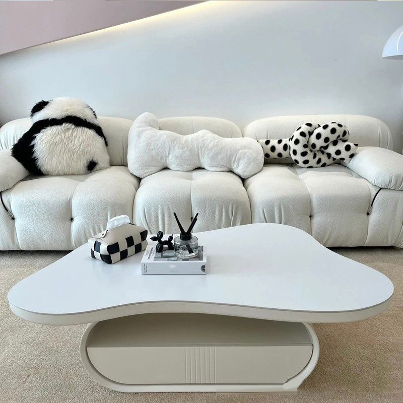 35" Wide Contemporary Cocktail Table White Single Coffee Table