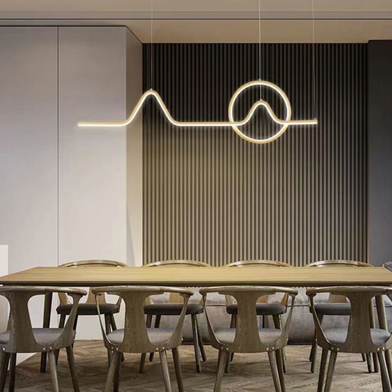 Simplicity Contemporary Style Island Light Line Shaped LED Hanging Light for Sitting Room