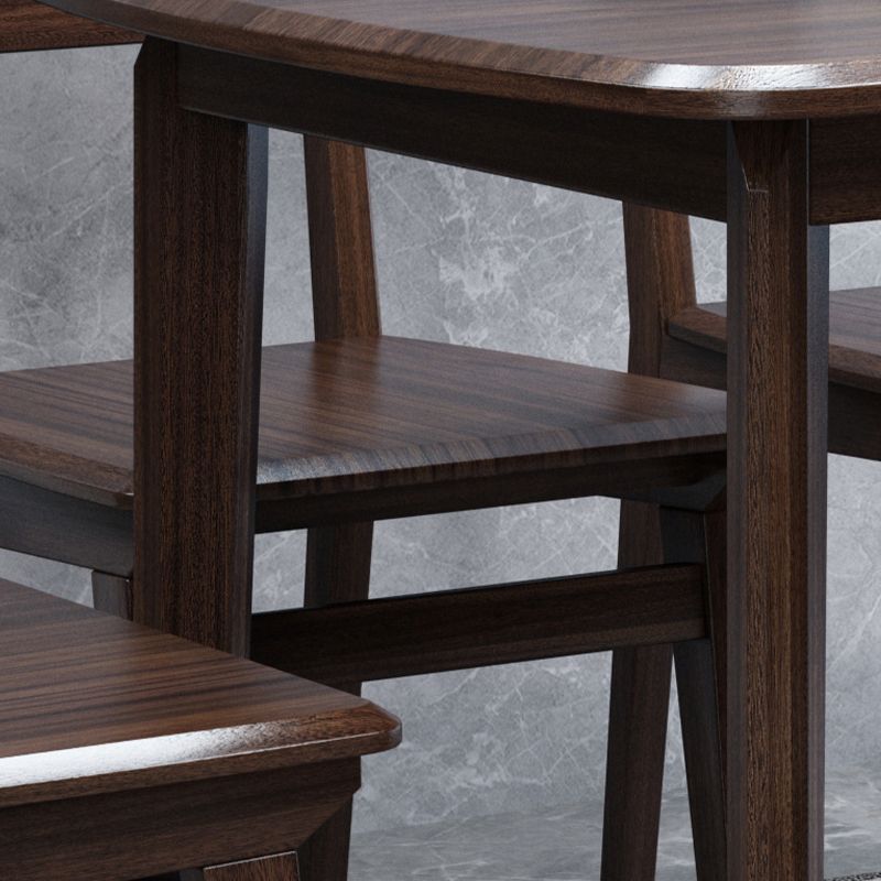 Contemporary 1/2/5/7 Pieces Furniture Rectangle Solid Wood Dining Table Set in Brown