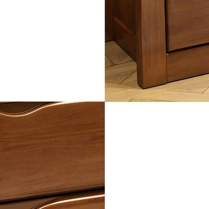 Mid-Century Modern Accent Chest with Drawers in Brown Rubberwood