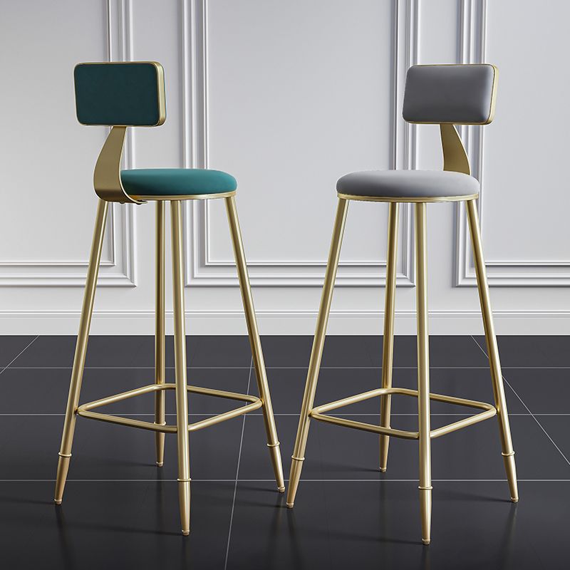 Nordic Backrest Armless Counter Stool Iron Cashier Bar Stool with Velvet Cushion
