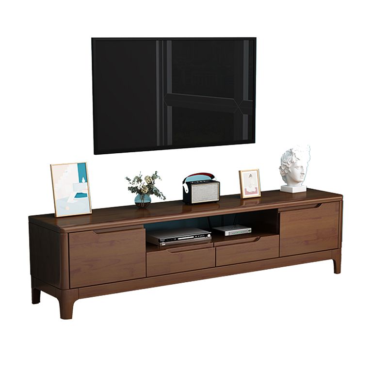 Open Storage TV Media Console Solid Wood TV Stand Console with Drawers