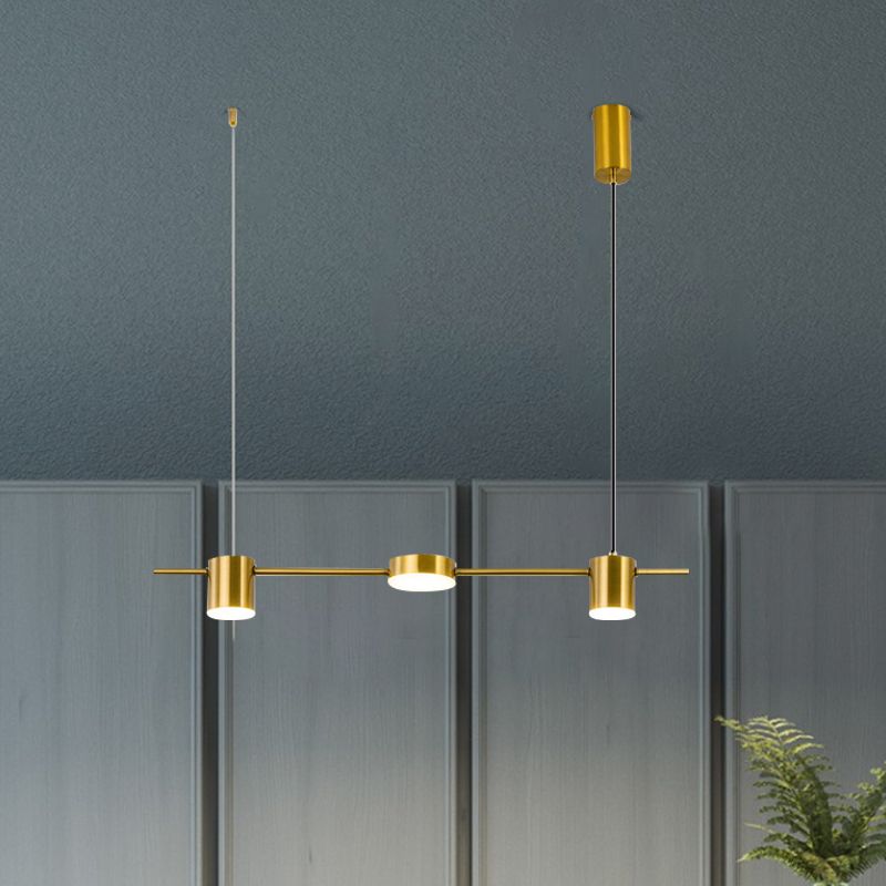 Lineaire metalen kroonluchter licht Modern 3/5 kopjes zwart/goudhangende lamp met roteerbare tint, warm/wit licht