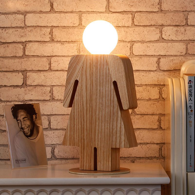 Le persone studiano sala da scrivania legna leggera 1 testa moderna spina lampada da scrivania in beige