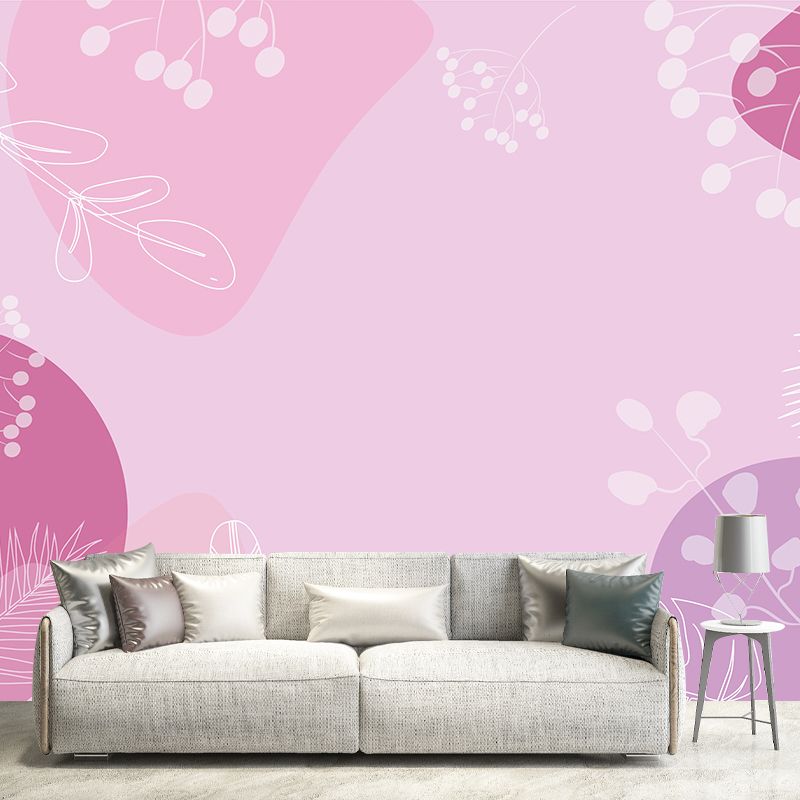Plant Illustration Mural Wallpaper Modern Living Room Wall Decor, Made to Measure