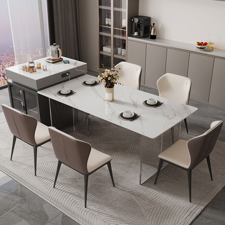Sintered Stone Dining Table Double Pedestal Table for Kitchen Dining Room