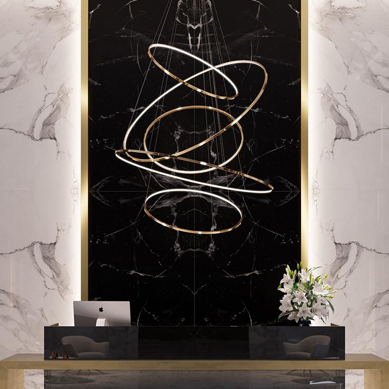 Modern Ring Suspended Lighting Fixture Metallic Pendant Lighting Fixtures for Restaurant