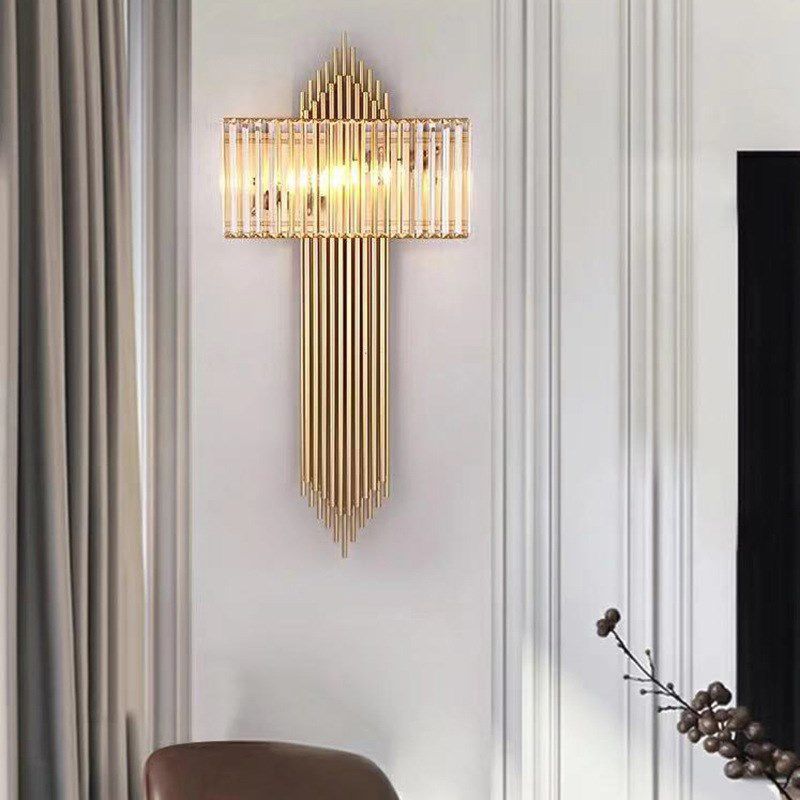 Crystal Geometry Shape Wall Lights Modern Style 2 Light Wall Sconce for Dining Room