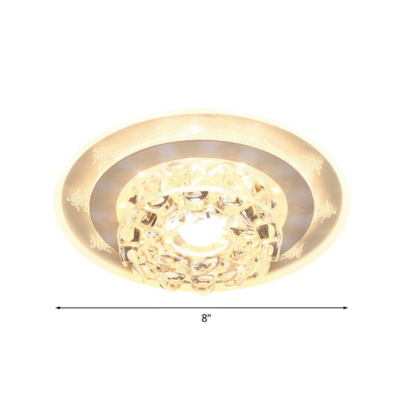 LED Flushmount Recessed Lighting Modern Geometric/Round Clear Crystal Flush Ceiling Light for Foyer