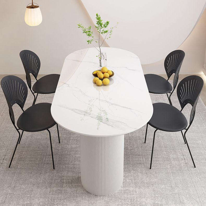Stone Top Dining Table Contemporary Oval Table with Sled Base