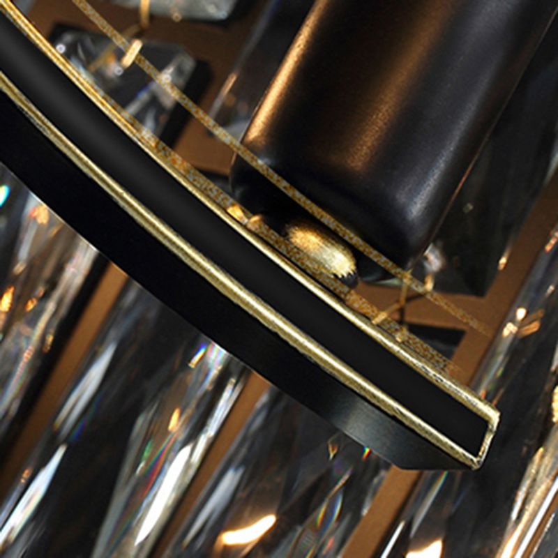 Contemporary Metal Pendant Light with Crystal Shade for Living Room