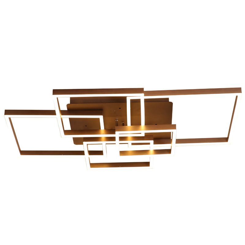 Square Acrylic Ceiling Light Modern LED 39"/47" Wide Brown Semi Flush Mount Light in Warm/White Light
