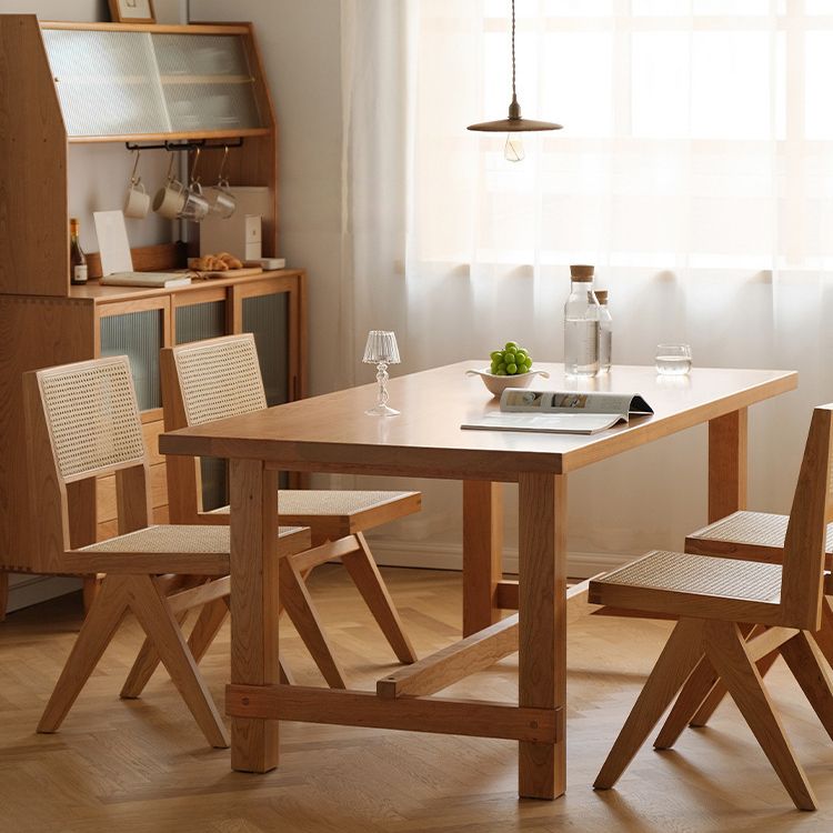 Mesa de comedor de madera de pino mesa rectángulo moderna con base de caballete