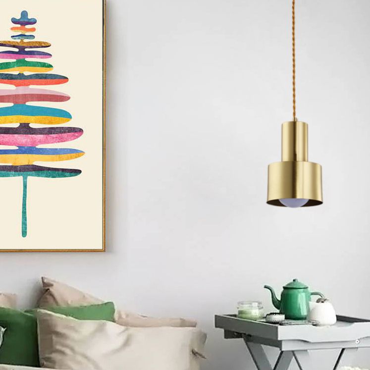 Post-Modern Cylindrical Shape Pendant Light Metal 1 Light Small Suspension Light  for Living Room