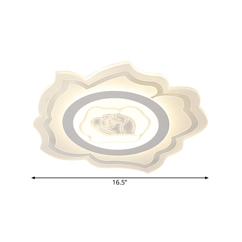 White Flower Flush Light Fixture Modernist LED Acrylic Flush Mount Lighting, Warm/White Light