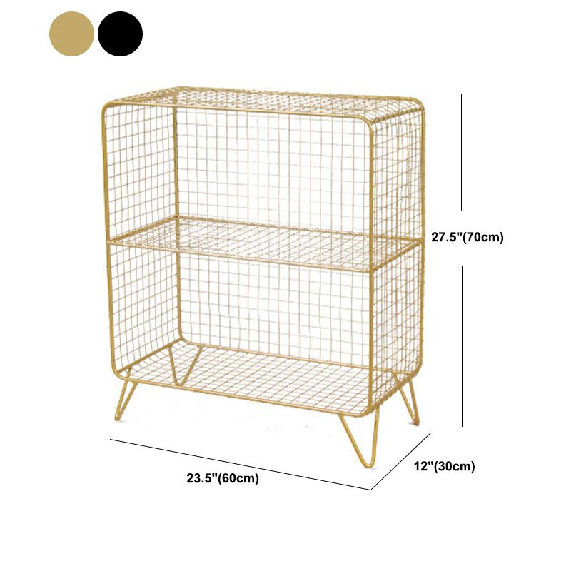 Modern Metal Bookshelf Standard Vertical Closed Back Bookcase in Burnish