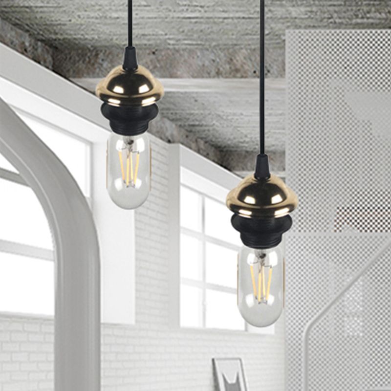 Industrielle Mini -Anhängerbeleuchtung mit bloßen Glühbirnen 1 Leuchtmetallhöhe verstellbare Hängslampe in Bronze/Messing