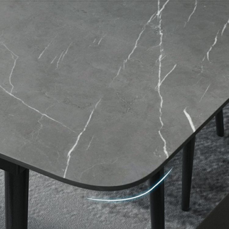 Modern Style Sintered Stone Dining Table Set Extendable Rectangular Dining Table with Trestle Base