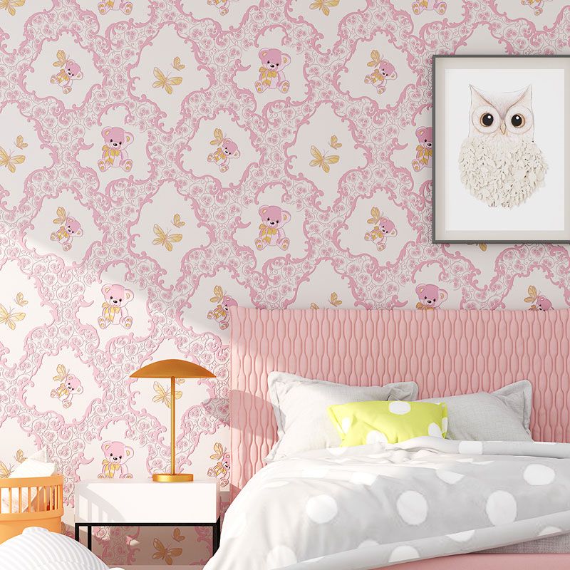Rouleau de papier peint autocollant en vinyle, motif ours de dessin animé, couleur pastel, pour enfant, 23,5 pouces x 29,5 pieds