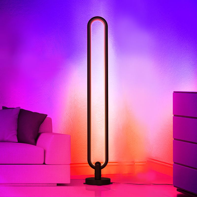 1 leichte ovale Stehlampe zeitgenössische Metalllampen in Schwarz