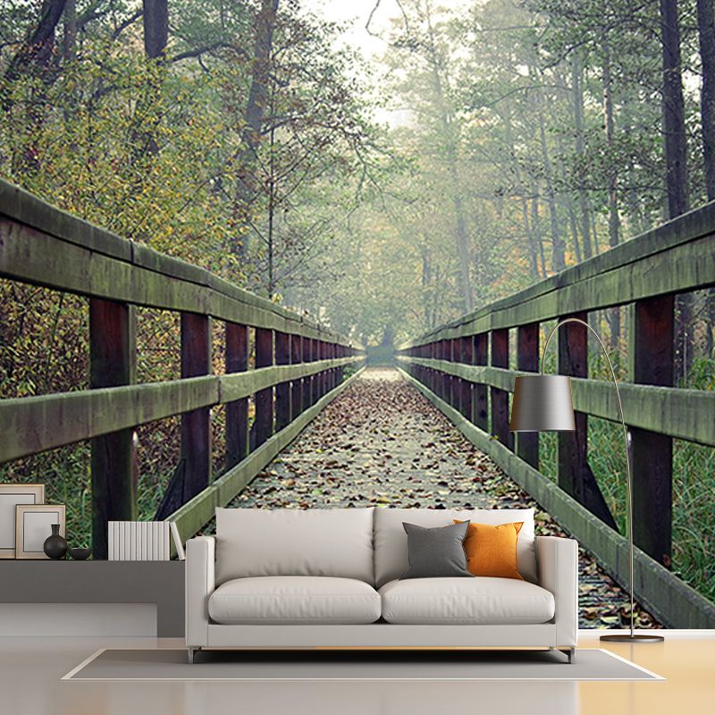 Wooden Bridge Environment Friendly Wall Mural Industrial Style Space Extension Wall Mural