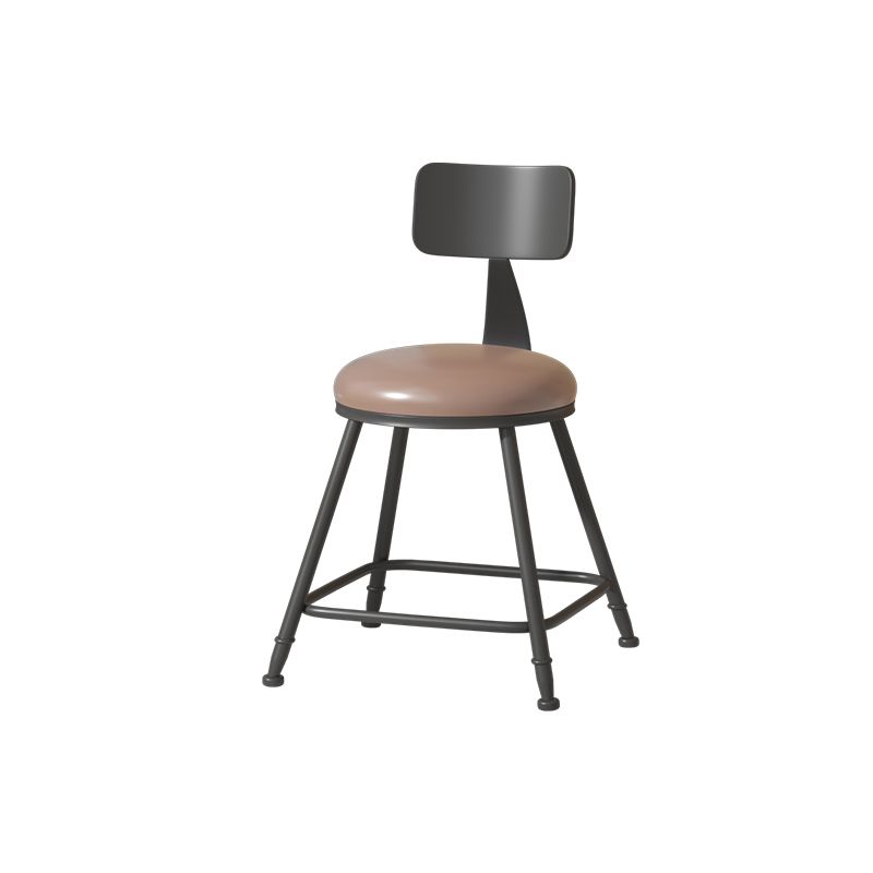 Modern Armless Backrest Counter Stool Iron Cafe Bar Stool with Leather Cushion