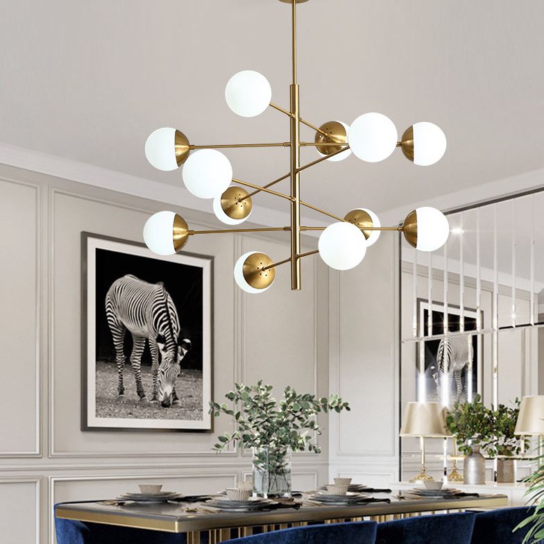 Living Room Chandelier Pendant Light Modern Chandelier Light Fixture with Starburst Glass Shade