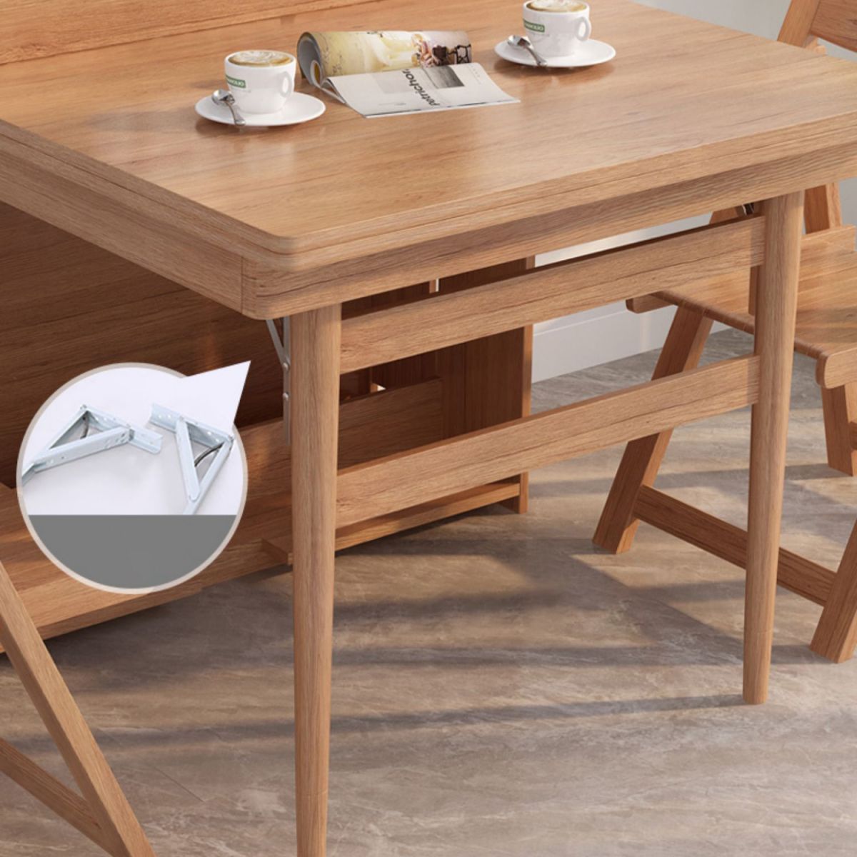 Rectangle Folding Dining Table Wood Dining Table with Storage Base