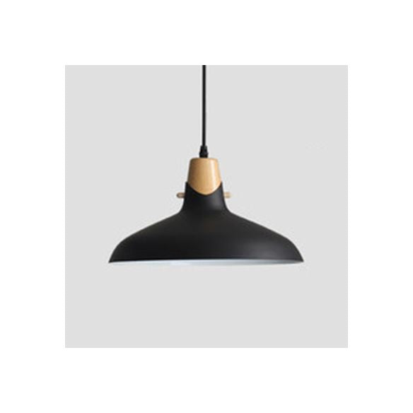 Acabado de madera contemporánea Luz de lámpara colgante de lámpara de tono de metal simple iluminación sobre mesa de comedor