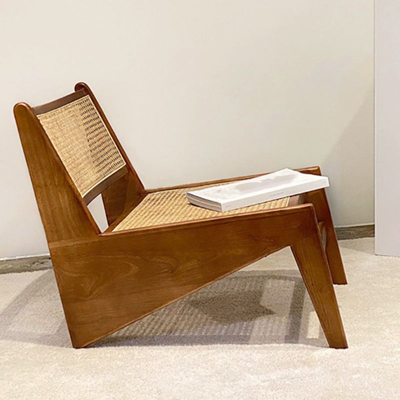 Living Room Wood Solid Wood Frame Basic Four Leg Woven Back Lounge Chair