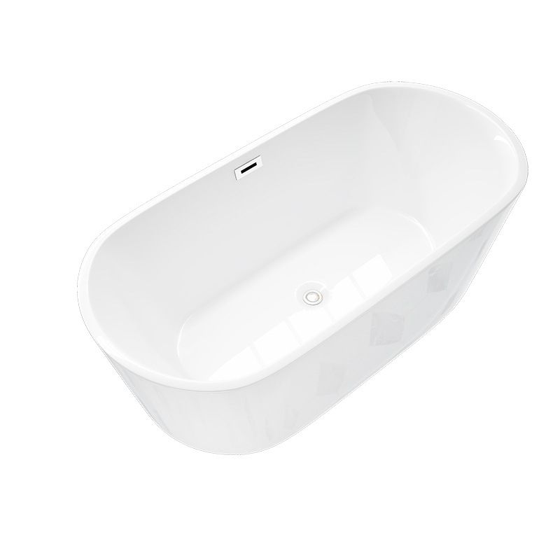 Oval Tub with Drain and Overflow Trim Modern Acrylic Soaking Bathtub