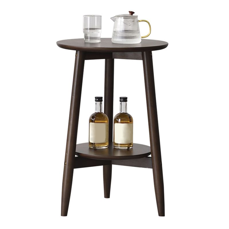 Modernistic Corner Table with Storage Round Double Tier Living Room End Table