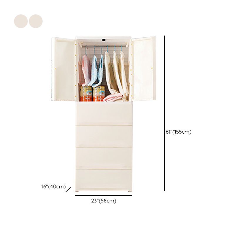 Contemporary Wardrobe Armoire with Drawer Plastic Wardrobe Cabinet