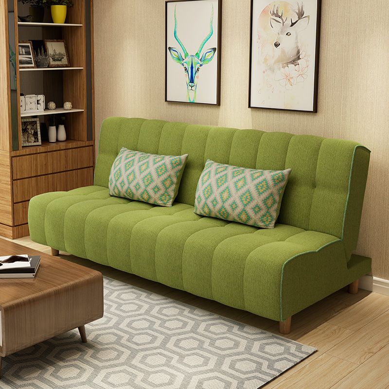 Cotton Blend and Faux Leather Contemporary Armless Couch Bed