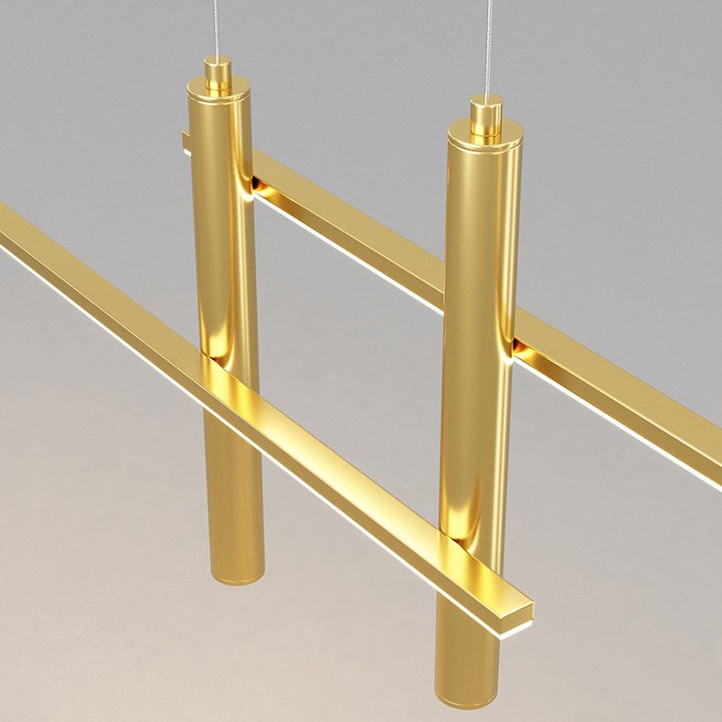 Metal Linear Shape Hanging Lights Modern 4 Lights Pendant Light Fixtures