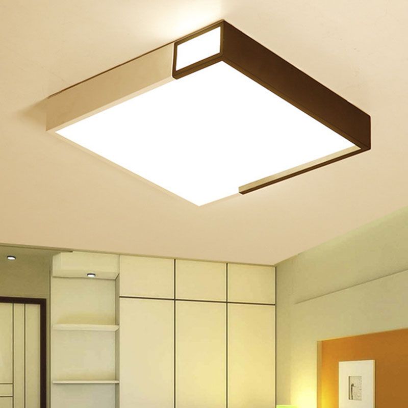 Viereckige Form LED Flush Mount Light Simple Metal Schwarz und Weiß Deckenlicht Flush Mount