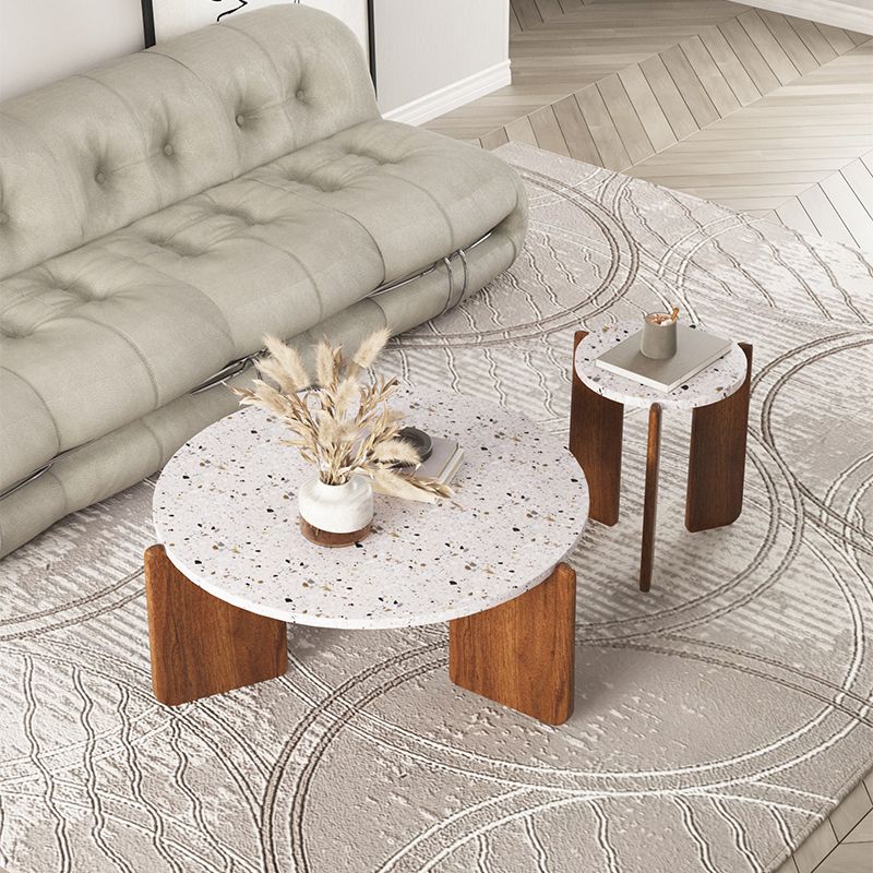 Stone Coffee Cocktail Table Modern 3 Legs Coffee or End Table